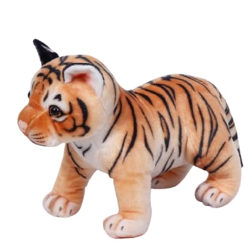 AQCQDQ Tiger Kuscheltier, Tiger Stofftier Realistische Tiger Plüschtier, zum Spielen und Kuscheln, Weiches Schmusetier für Mädchen, Jungen (33 cm,Gelb) von AQCQDQ