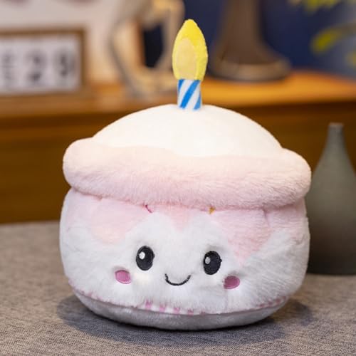 AQCQDQ Torte Plüschtier Kuscheltier Puppe Niedlicher Stofftier Geburtstagstorte, zum Spielen Dekorativ Kuscheln, Weiches Schmusetier für Geburtstagsgeschenk (Geburtstagskuchen 25 cm,Torte) von AQCQDQ