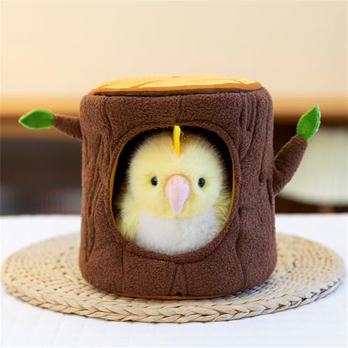 AQCQDQ Vogel Kuscheltier, Baumhaus & Vogel Plüschtier, Sperling Papagei Niedliche Fliegende Vögel Stofftier Plüschpuppe Anhänger Schlüsselanhänger, Baumhaus Plüsch Für Home Deko Kinder (20cm,#A-Gelb) von AQCQDQ