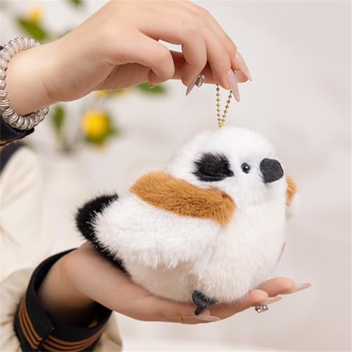 AQCQDQ Vogel Kuscheltier, Baumhaus & Vogel Plüschtier, Sperling Papagei Niedliche Fliegende Vögel Stofftier Plüschpuppe Anhänger Schlüsselanhänger, Baumhaus Plüsch Für Home Deko Kinder (12cm,Weiß) von AQCQDQ