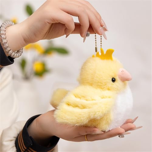 AQCQDQ Vogel Kuscheltier, Baumhaus & Vogel Plüschtier, Sperling Papagei Niedliche Fliegende Vögel Stofftier Plüschpuppe Anhänger Schlüsselanhänger, Baumhaus Plüsch Für Home Deko Kinder (12cm,Gelb) von AQCQDQ