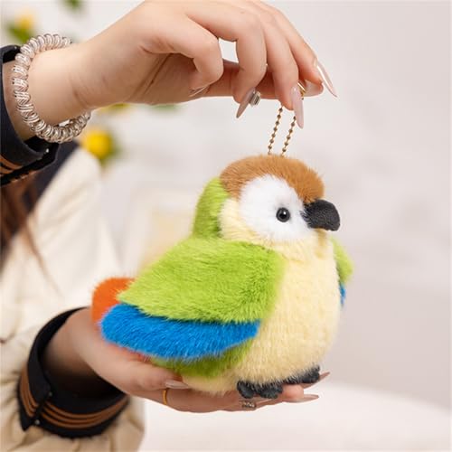 AQCQDQ Vogel Kuscheltier, Baumhaus & Vogel Plüschtier, Sperling Papagei Niedliche Fliegende Vögel Stofftier Plüschpuppe Anhänger Schlüsselanhänger, Baumhaus Plüsch Für Home Deko Kinder (12cm,Grün) von AQCQDQ