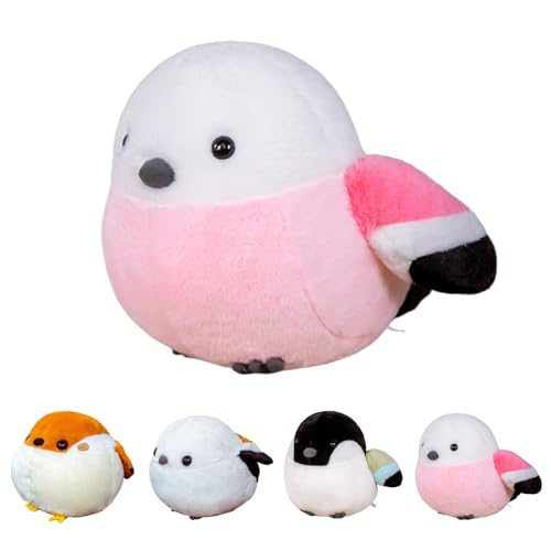 AQCQDQ Vogel Kuscheltier, Vogel-Plüschpuppe, Süße Sperling Papagei Niedliche Fliegende Vögel Stofftier Plüschtier Spielzeug, Simulation Gefüllter Vogel Plushies Für Kinder (40x30 cm,Rosa) von AQCQDQ