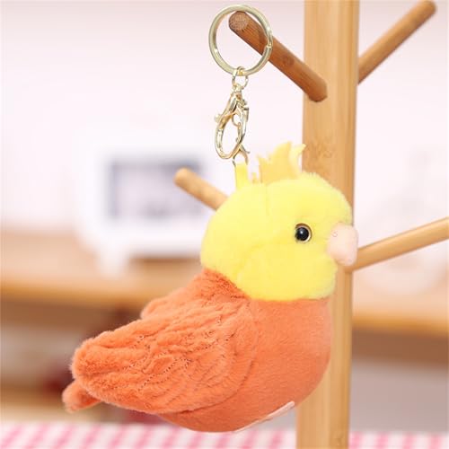 AQCQDQ Vogel Papagei Plüschtier, Cartoon Papageien Schlüsselanhänger, Pelzige Vogel-Plüschpuppe, Papagei Stofftier, Geschenke für Mädchen und Jungen (Orange) von AQCQDQ
