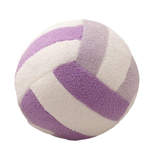 AQCQDQ Volleyball plüschtier,Volleyball Für Teenager Mädchen Gefüllt Faultier Plüschtie,Sport partygeschenke Sportball plüschtier,Wurfkissen Bett Sofa Kissen Ball Geschenke (24cm,Lila Weiß) von AQCQDQ
