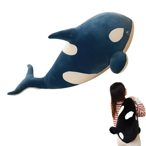 AQCQDQ Wal Kuscheltier Großer Schwertwal‌ Plüschtier, Orca Kuscheltier Meerestiere Stofftier Plush Spielzeug Umarmungskissen Geschenk Für Kinder (30 cm,Blau) von AQCQDQ