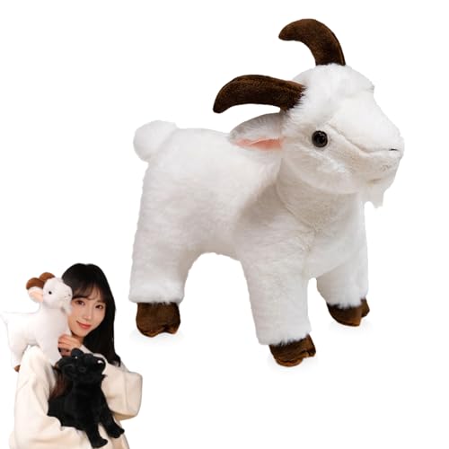 AQCQDQ Ziege Plüschtier Ziege Kuscheltier, Ziege Figur Ziege Stofftier, Stand Simuliertes Tier Kawaii Schaf Kuscheltier Ziege Weiß, Realistische Wilde Tiere Plüsch Ziege Spielzeug (30cm,Weiß) von AQCQDQ