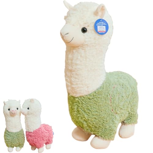 Alpaka Kuschelspielzeug, Alpaka Plüschtier, Niedliches weiches Alpaka, Stehendes Alpaka Plüschtier, Kuscheliges Alpaka, Lama Stofftier Geschenk für Kinder, Mädchen. (46 cm,Green) von AQCQDQ
