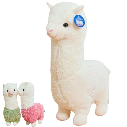 Alpaka Kuschelspielzeug, Alpaka Plüschtier, Niedliches weiches Alpaka, Stehendes Alpaka Plüschtier, Kuscheliges Alpaka, Lama Stofftier Geschenk für Kinder, Mädchen. (46 cm,White) von AQCQDQ