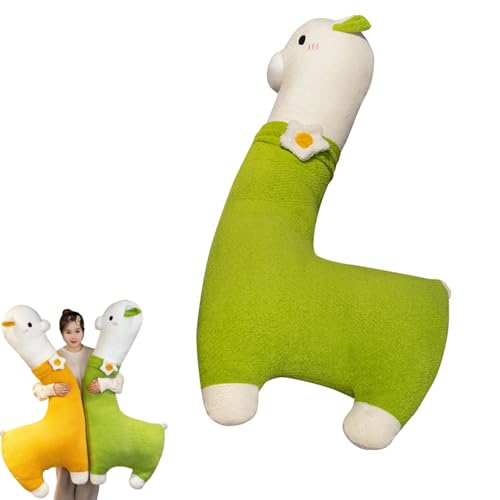 Alpaka Kuscheltier, Alpaka Stofftier Plüschtier, Stand Alpaka Puppe, Süße Weiche Lama Kissen Plüsch Spielzeug Geschenk für Kinder Mädchen Jungen (130cm,Grün) von AQCQDQ