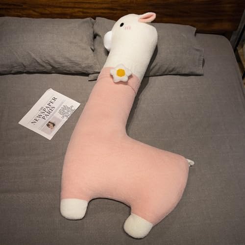 Alpaka Kuscheltier, Alpaka Stofftier Plüschtier, Stand Alpaka Puppe, Süße Weiche Lama Kissen Plüsch Spielzeug Geschenk für Kinder Mädchen Jungen (130cm,Rosa) von AQCQDQ