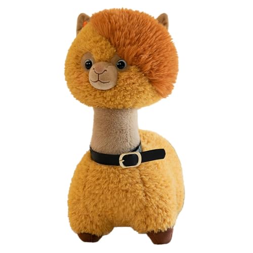 Alpaka Kuscheltier, Plüschtier Alpaka, Stand Alpaka Kuscheltier Plush, Alpaka Plüsch Spielzeug, Süße Weiche Alpaka Stofftier Plüsch Puppe, Geschenk für Kinder Mädchen Jungen (37cm,Braun) von AQCQDQ