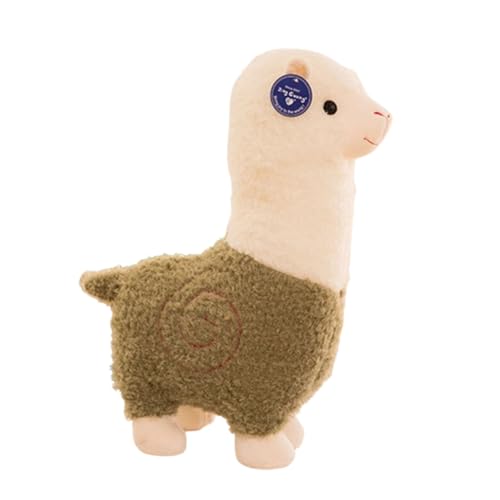 Alpaka Kuscheltier, Stand Alpaka Plüschtier, Alpaka Plüschtier Plushies Weiches Lammfellwolle Stofftier Lama Kissen Geschenk Für Kinder Mädchen Jungen (80CM,Grün) von AQCQDQ