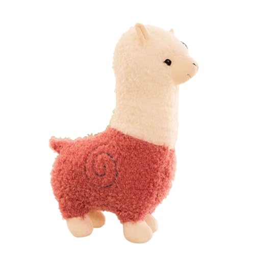 Alpaka Kuscheltier, Stand Alpaka Plüschtier, Alpaka Plüschtier Plushies Weiches Lammfellwolle Stofftier Lama Kissen Geschenk Für Kinder Mädchen Jungen (80CM,Rosa) von AQCQDQ