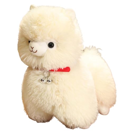 Alpaka Kuscheltier, Stand Alpaka Plüschtier, Stofftier Aus Weichem Plüsch, Niedliches Plüschtier Für Kinder Mädchen Jungen (25cm,Weiß) von AQCQDQ