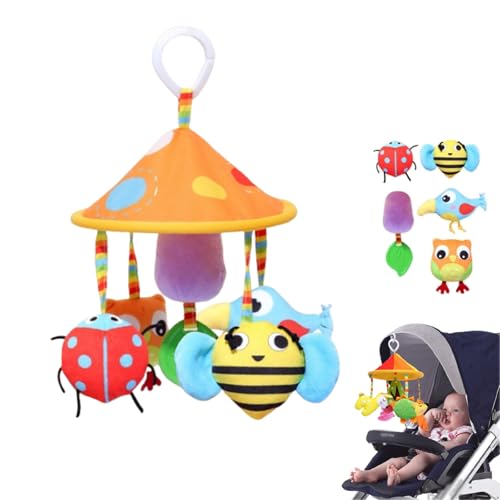 Baby Kinderwagen Spielzeug Plüschtier mit Glöckchen, Babyschale Spielzeug, Kaninchen Biene Anhänger Rassel Windspiel Spielzeug Geschenk für Baby (Biene) von AQCQDQ