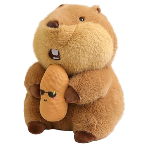 Biber Kuscheltier, Biber Plüschpuppe, Plüsch Biber, Murmeltier Plushie, Stuffed Animal, Flauschiger Stofftier zum Spielen, Geschenk & Kuscheln (30 cm,Erdnüsse) von AQCQDQ