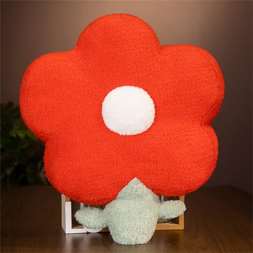 Blumen Kuscheltier, Süße Plüsch Blume Als Blumenkissen & Emotional Support Plant, Flauschiges Blumen Plüsch-Puppe Blumenkissen, Niedlicher Dekorativer Blumenstrauß Pflanze Plüschfigur Deko (Rot) von AQCQDQ