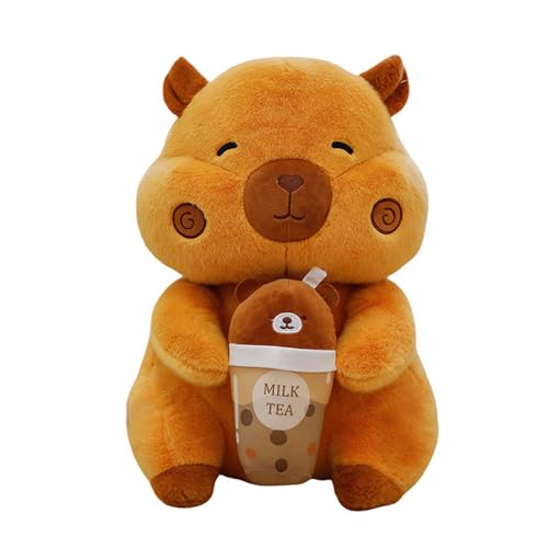 Capybara Plüschtier, Capybara-Plüschtier trinkt Milchtee, Simulation Capybara Kuscheltier, Niedlichen Capybara Plushie Gefüllte Spielzeug, Spielzeug Plüsch Für Home Deko Kinder (45CM,Hellbraun) von AQCQDQ