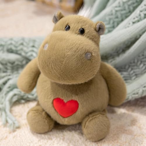 Die Ameise Und Das Nilpferd Plüschtier, Simuliertes Tier Plüschtier, Realistische Nilpferd Plüsch Spielzeug Für Wilde Tiere, Kinderspielzeug Für Jungen Und Mädchen (25 cm,Nilpferd-Khaki) von AQCQDQ