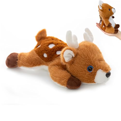 Elch Kuscheltier Plüschtier, Elch Stofftier Klein Schlüsselanhänger, Elch Figur Deko Plüschpuppe Geschenk Flauschige Und Weiches Spielzeug Animal Plushies Für Kinder Und Freunde (22 cm) von AQCQDQ