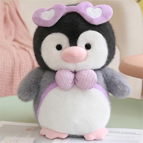 Glücklicher Pinguin Puppe, Madagascar Pinguin Animal Plushies, Pinguin Stofftier Plüschtier, Flauschiges Stofftier Kuscheltier Pinguin Geschenk Für Fans Kinder Mädchen Jungen (45 cm,Lila) von AQCQDQ