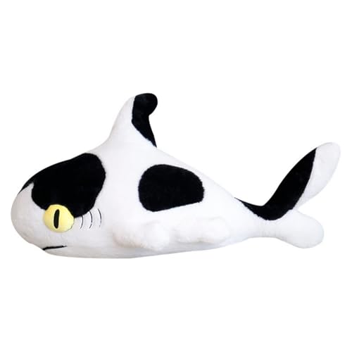 Hai Kuscheltier, Riesen Plüschtier Hai Groß Stofftier, zum Spielen und Kuscheln für Mädchen und Jungen (110 cm,Schwarz weiß) von AQCQDQ