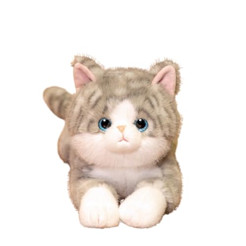 Katze Kuscheltier,Kuscheltier Katze Lebensecht,Realistischen Katze Plüschtier Stofftier Kawaii Flauschiges Plüschtier,30cm Simulation Kurzhaar Nette Katze Puppe,Süßes Katze Spielzeug (50cm,Grau) von AQCQDQ