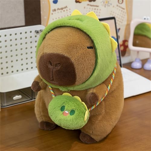 Kreative Capybara Kuscheltier Plüschtier Mit Hut, Verwandelbare Dinosaurier Frosch Capybara-puppe Plüsch Spielzeug, 3 in 1 Removable Super Weiche Simulation Capybara Plüschkissen (65 cm,Dinosaurier) von AQCQDQ