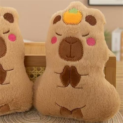 Kreative Capybara Plüschtiere, 18 cm Cartoon Obst Capybara Kuscheltier Kopfkissen, Frucht Capybara Plüsch Stuhlkissen Kinder Schule, Superweich Puppe Kissen Spielzeug Zum Kuscheln (1 PC,Kakipflaume) von AQCQDQ