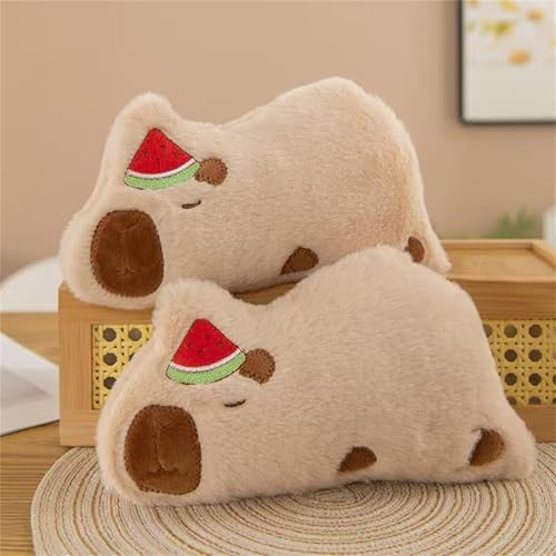 Kreative Capybara Plüschtiere, 18 cm Cartoon Obst Capybara Kuscheltier Kopfkissen, Frucht Capybara Plüsch Stuhlkissen Kinder Schule, Superweich Puppe Kissen Spielzeug Zum Kuscheln (2 PCS,Wassermelone) von AQCQDQ