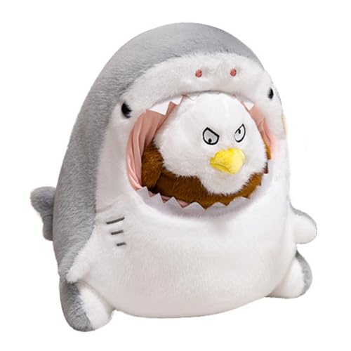 Kreative Hai Kuscheltier Spielzeug, Kuscheltier Krokodil, 2 In1 Capybara Haifisch Plüschtier, Dinosaurierpuppen, Hai Plüschkissen Removable Weiche Gefüllte Simulation Plüsch Puppe (40 cm,Adler) von AQCQDQ