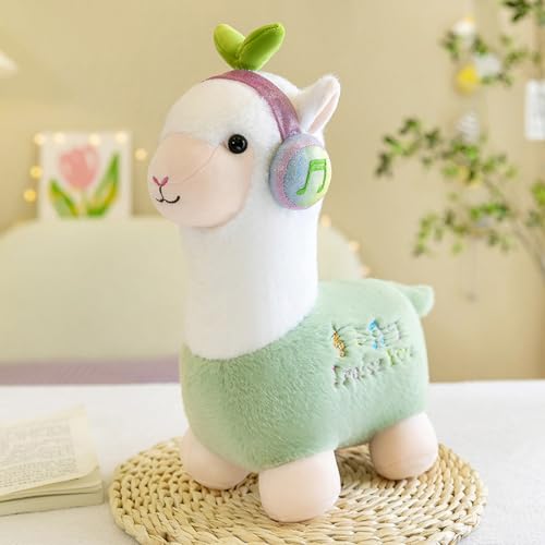 Kuscheltier Alpaka, Plüschtier Lama Alpaka, Lama Stofftier, Süße Weiche Alpaka Kissen Plüsch Spielzeug Sofakissen Cartoon Gefüllte Puppen, Geschenk für Kinder (80cm,Grün) von AQCQDQ