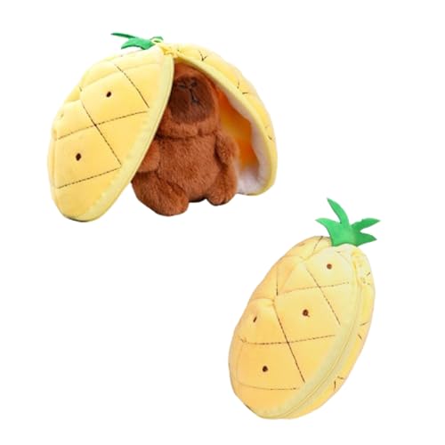 Kuscheltier Capybara Plüschtier, Stofftier Plüsch Capybara Versteckspiel, Flip Plüsch Spielzeug, Capybara Schlüsselanhänger, Geschenke für Mädchen und Jungen (Ananas) von AQCQDQ