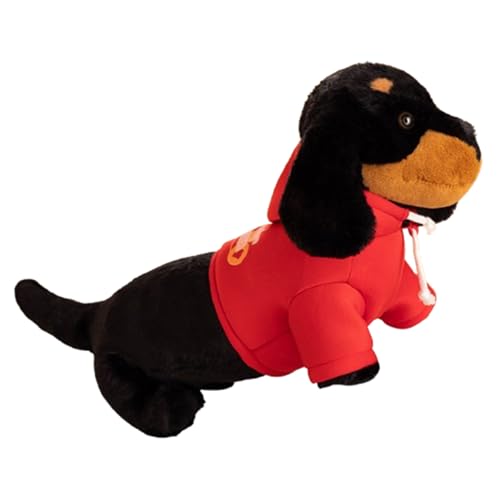Kuscheltier Henry Dackel,Dackel Plüsch Langes Kissen Braun Hund Körper Kissen Tier,Hund Plüschtier Plüsch Spielzeug weich&waschbar Geschenk für Kinder Baby Mädchen Junge (30cm,Schwarzer Pullover) von AQCQDQ