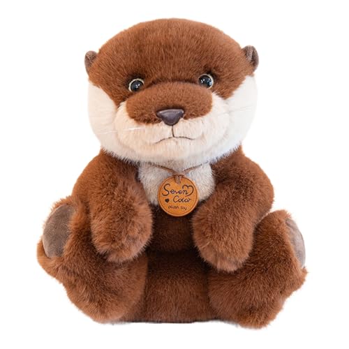 Kuscheltier Otter Plüschtier, Simulation Sitzende Otter Kawaii Flauschig Stofftier Seeotter Plüsch Kissen Puppe Spielzeug Die Gestylt Werden Kann, Für Kinder, Mädchen, Jungen Geschenk (26 cm,#A-Braun) von AQCQDQ