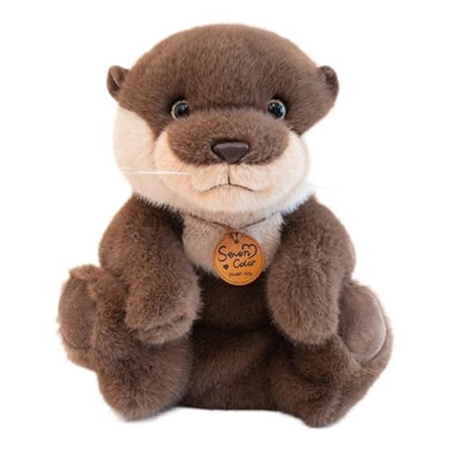 Kuscheltier Otter Plüschtier, Simulation Sitzende Otter Kawaii Flauschig Stofftier Seeotter Plüsch Kissen Puppe Spielzeug Die Gestylt Werden Kann, Für Kinder, Mädchen, Jungen Geschenk (26 cm,#A-Grau) von AQCQDQ