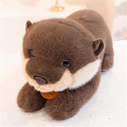 Kuscheltier Otter Plüschtier, Simulation Sitzende Otter Kawaii Flauschig Stofftier Seeotter Plüsch Kissen Puppe Spielzeug Die Gestylt Werden Kann, Für Kinder, Mädchen, Jungen Geschenk (26 cm,#B-Grau) von AQCQDQ