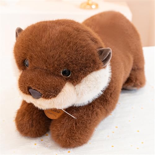 Kuscheltier Otter Plüschtier, Simulation Sitzende Otter Kawaii Flauschig Stofftier Seeotter Plüsch Kissen Puppe Spielzeug Die Gestylt Werden Kann, Für Kinder, Mädchen, Jungen Geschenk (26 cm,#B-Braun) von AQCQDQ