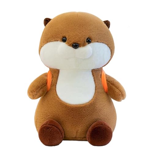 Kuscheltier Otter Plüschtier 35 Cm Mini Otter Plüschtier, Otter Kuscheltier Klein Umarmungskissen Kuschelkissen Plüschkissen Plüsch Spielzeug Puppen Stofftier Zum Kuscheln & Spielen (35CM,Khaki) von AQCQDQ