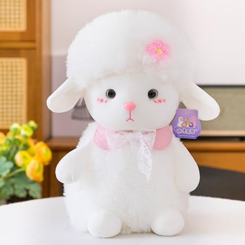 Kuscheltier Schaf, Plüschtier Schaf Stofftier, Süße Weiche Schaf Plüsch Kissen, Kuschelschaf Schlafkissen Alpaka Spielzeug Geschenk für Kinder Mädchen Jungen (50cm,Rosa) von AQCQDQ