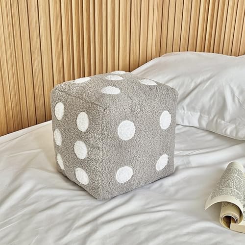 Niedliches Plüschwürfel Spielzeug, Simulation Würfel Plüsch Spielzeug, Würfel Plüsch Dekokissen, Weicher Kreative Plüsch Dekoration Kissen für Zuhause, Wohnzimmer, Schlafzimmer (30*30cm,Grau) von AQCQDQ