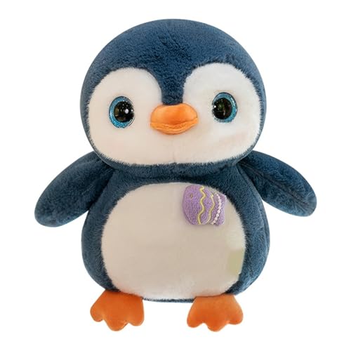 Pinguin Kuscheltie Stofftier Plüschtier, Pinguin Plüsch Kissen Spielzeug Mit Fisch, Weiche Pinguinpuppe Ozeanarium Puppe Schlafkissen Geschenk Für Mädchen, Ozeanarium Puppe Geschenke (25 cm,Blau) von AQCQDQ