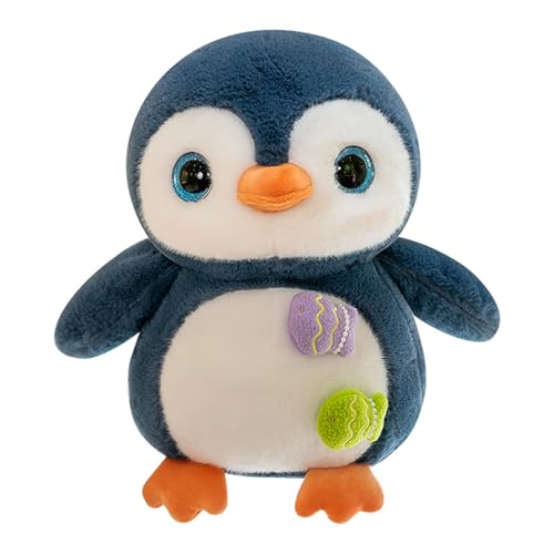 Pinguin Kuscheltie Stofftier Plüschtier, Pinguin Plüsch Kissen Spielzeug Mit Fisch, Weiche Pinguinpuppe Ozeanarium Puppe Schlafkissen Geschenk Für Mädchen, Ozeanarium Puppe Geschenke (30 cm,Blau) von AQCQDQ