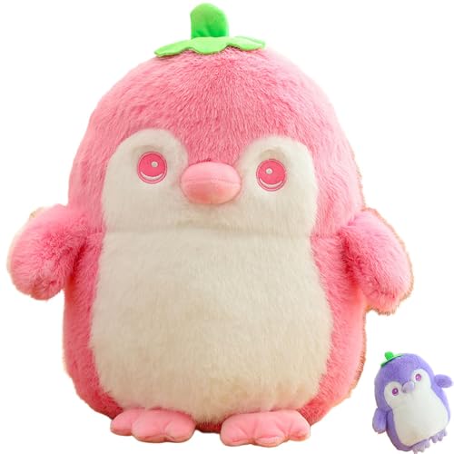 Pinguin Kuscheltier Süß pinguin kuscheltier Stofftier Schmusetier zum Pinguin Kuscheltier, Plüschpinguin Geschenke für Jungen Mädchen Kinder für Schlafzimmer Wohnzimmer Wohnung (45 cm,Strawberry) von AQCQDQ