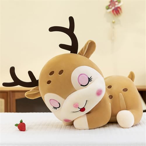 Plum Deer Plüschpuppe, Süßes Kuscheltier Giraffe Plüsch Spielzeug Puppe, Hirsch Plüsch, Elch Flauschige Und Weiches Plüsch Tier, Moose Rag Doll Pillow, Kinder Beruhigendes Puppenkissen (40 cm,Braun) von AQCQDQ