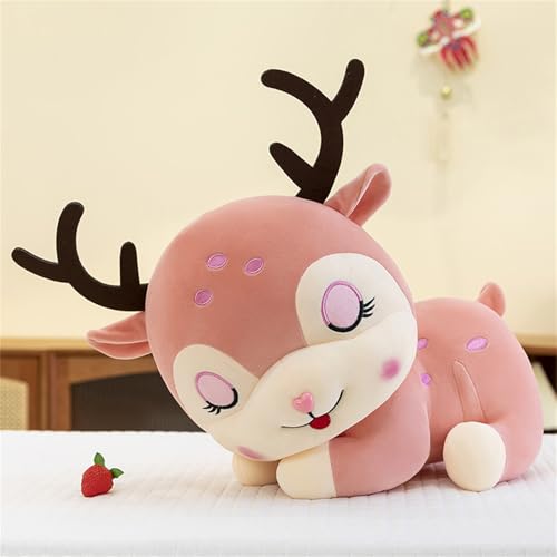 Plum Deer Plüschpuppe, Süßes Kuscheltier Giraffe Plüsch Spielzeug Puppe, Hirsch Plüsch, Elch Flauschige Und Weiches Plüsch Tier, Moose Rag Doll Pillow, Kinder Beruhigendes Puppenkissen (40 cm,Rosa) von AQCQDQ