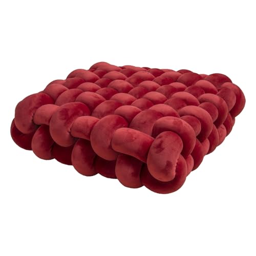 Quadratisches Knotenkissen, Square Knot Wurfkissen, Plüsch Geknotetes Kissen Sofakissen, Geknotetes Plüschkissen, Knot Kopfkissen für Sofa, Wohnzimmer, Schlafzimmer Dekoration (40cm,Burgunderrot) von AQCQDQ