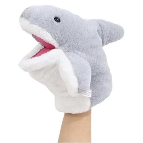 Realistische Hai Handpuppe,Hai Kuscheltier,Kleinkinder umfassen Haie,Simuliertes Tier Hai Handpuppe aus Plüsch,Tier Plüschpuppe Kreatives Kuscheltier,mit beweglichen offenen Mündern (grau) von AQCQDQ