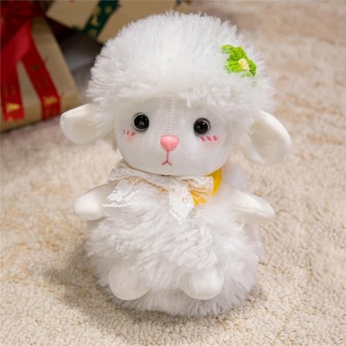 Schaf Kuscheltier, Kuschelschaf, Alpaka Kuscheltier, Schaf Plüschtier, Plüsch Spielzeug, Flauschiger Stofftier zum Spielen, Geschenk & Kuscheln (38 cm,Gelb) von AQCQDQ